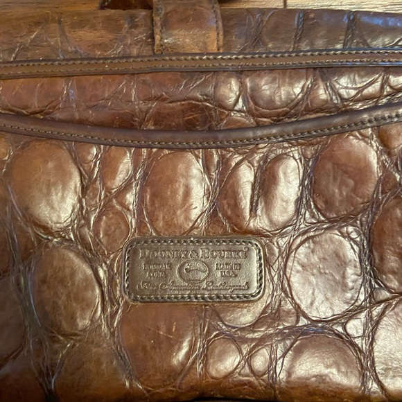 VTG RARE Dooney & Bourke Crossbody Bag Brown Leather Alligator Croc Embossed USA - Picture 5 of 16